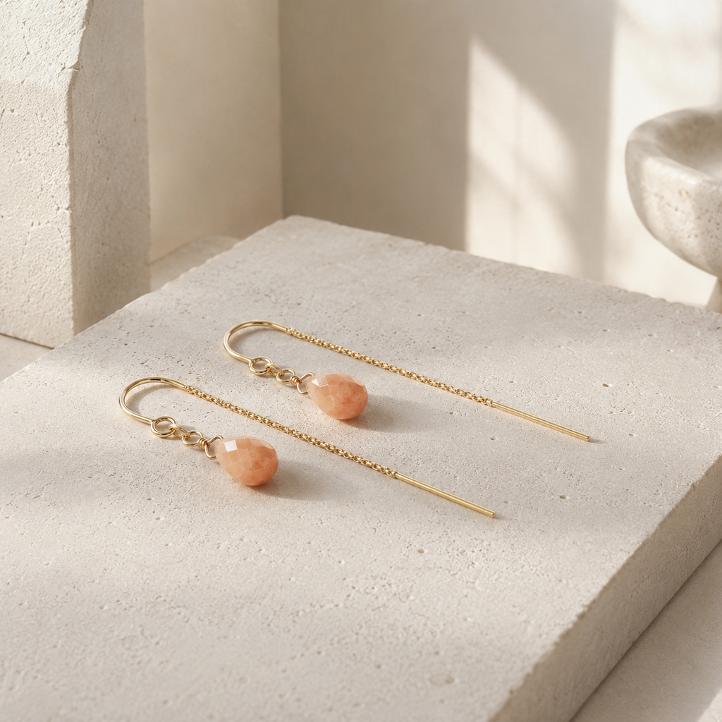 String Drop -  Orange Moon Stone