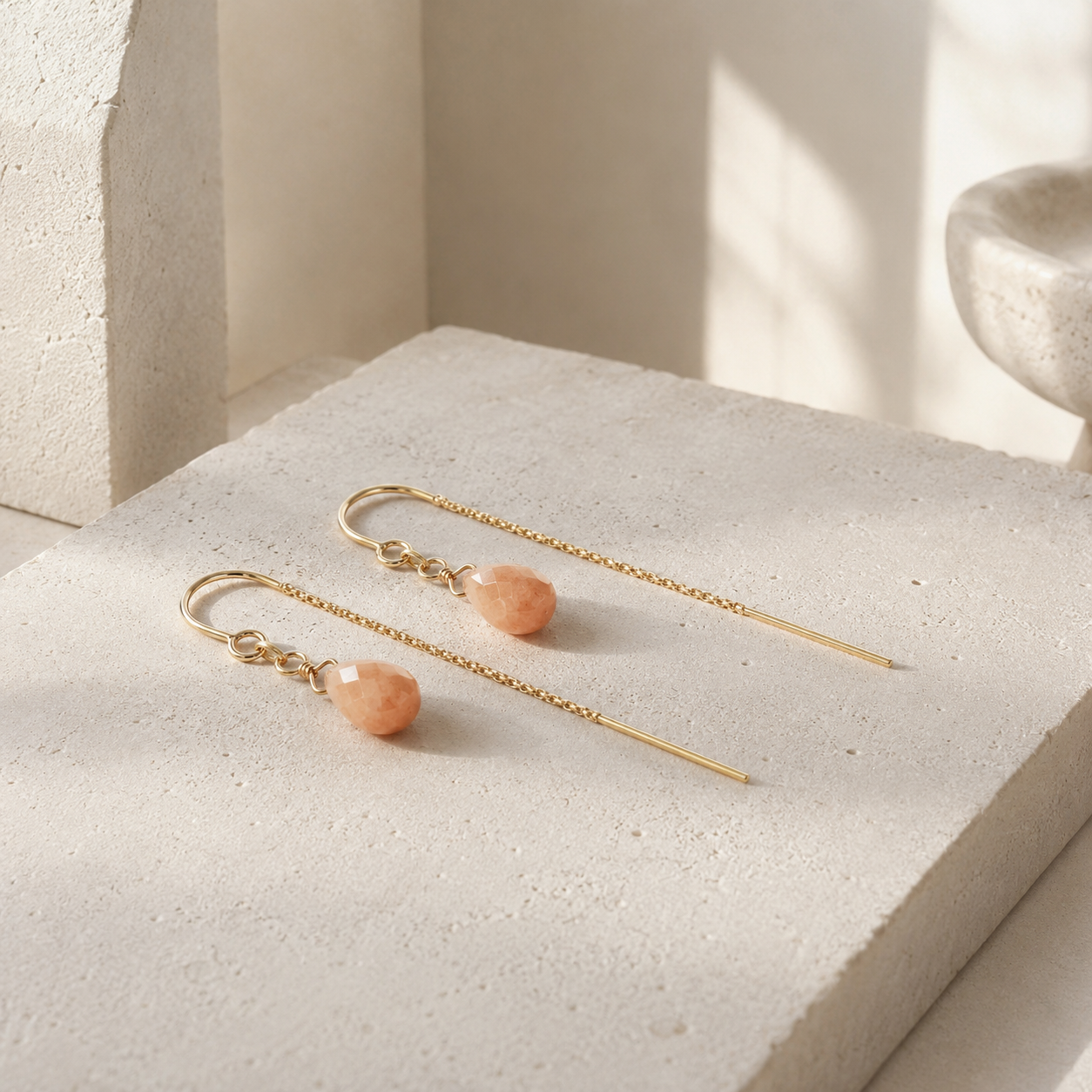 String Drop -  Orange Moon Stone
