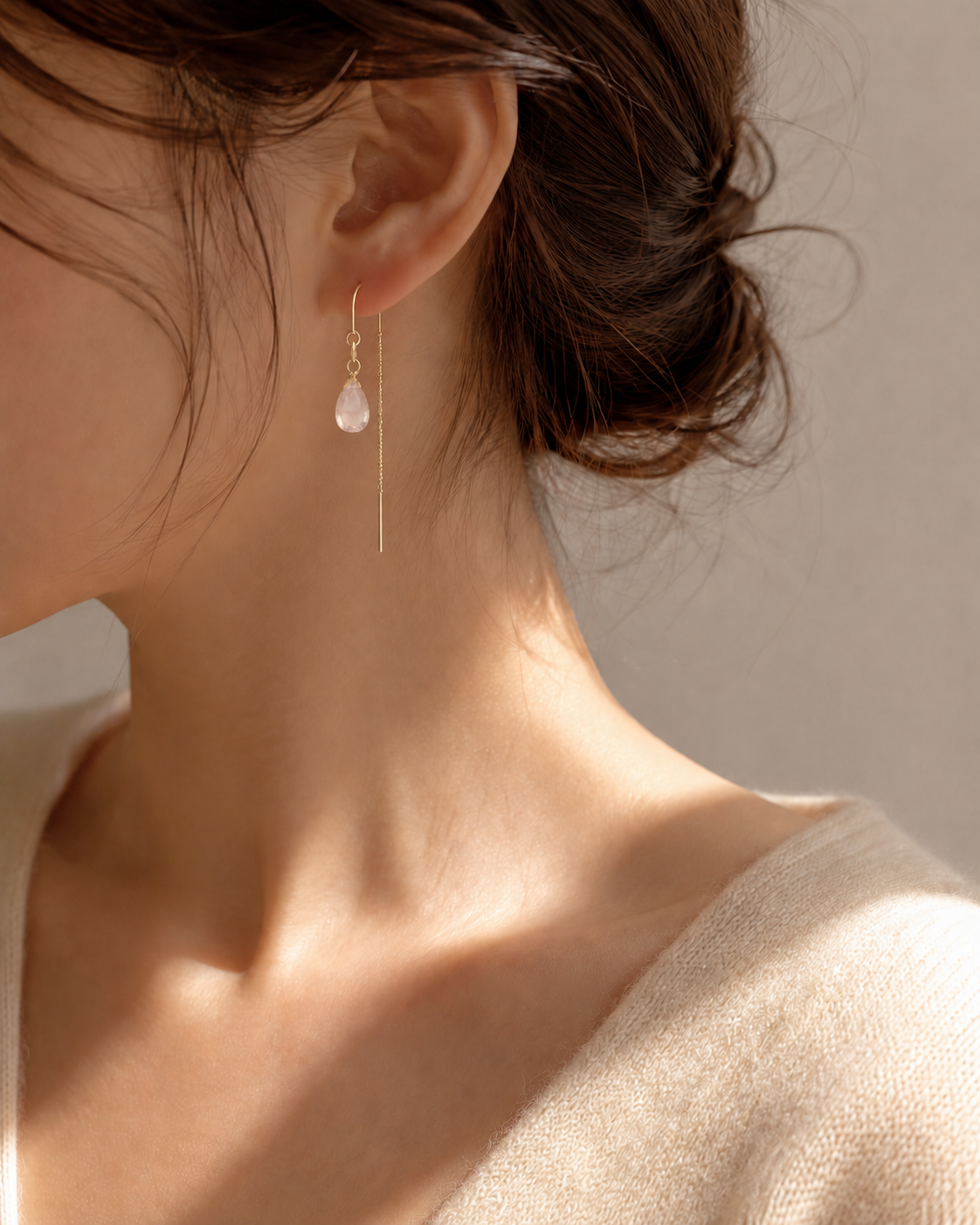 String Drop -  Rose Quartz