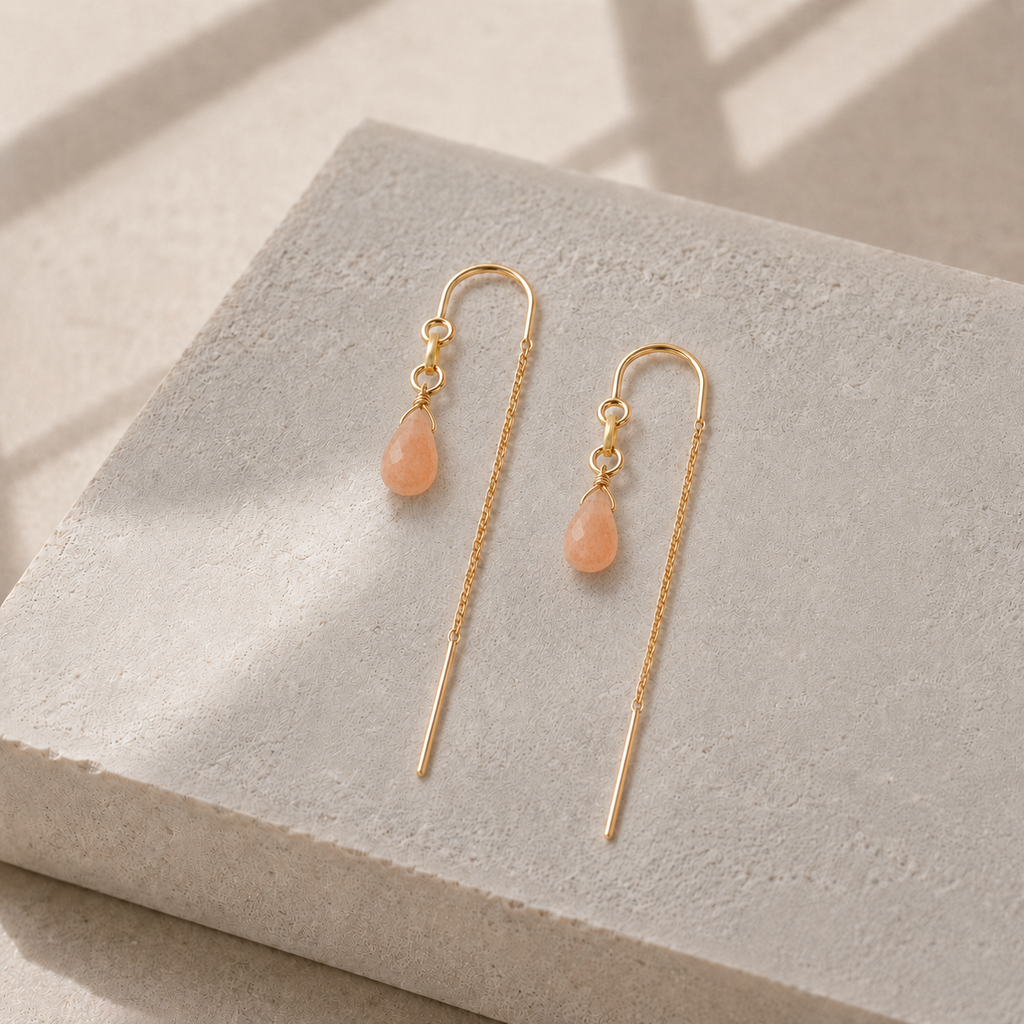 String Drop -  Orange Moon Stone